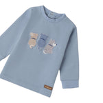 Mini Banda Shirt tinta unita con Stampa Azzurro per Neonato F611 AZZURRO MINI BANDA 