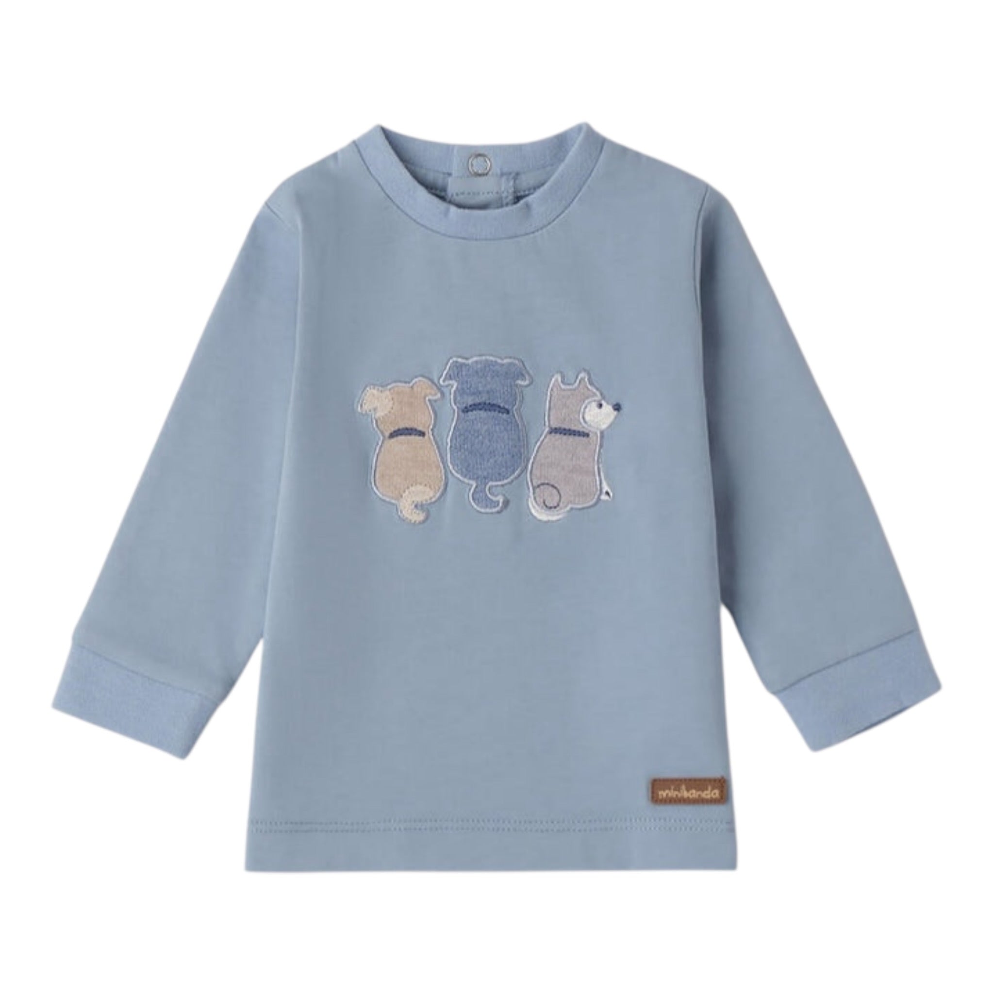 Mini Banda Shirt tinta unita con Stampa Azzurro per Neonato F611 AZZURRO MINI BANDA 
