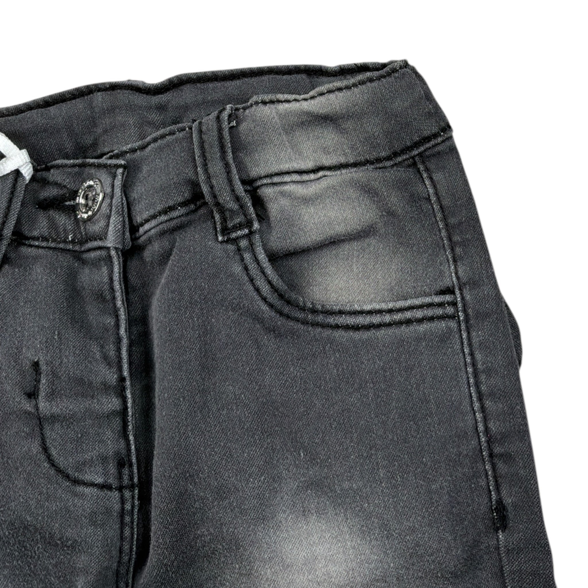Mini Banda Jeans tinta unita con Girovita Regolabile Nero per Neonata F740 NERO MINI BANDA 