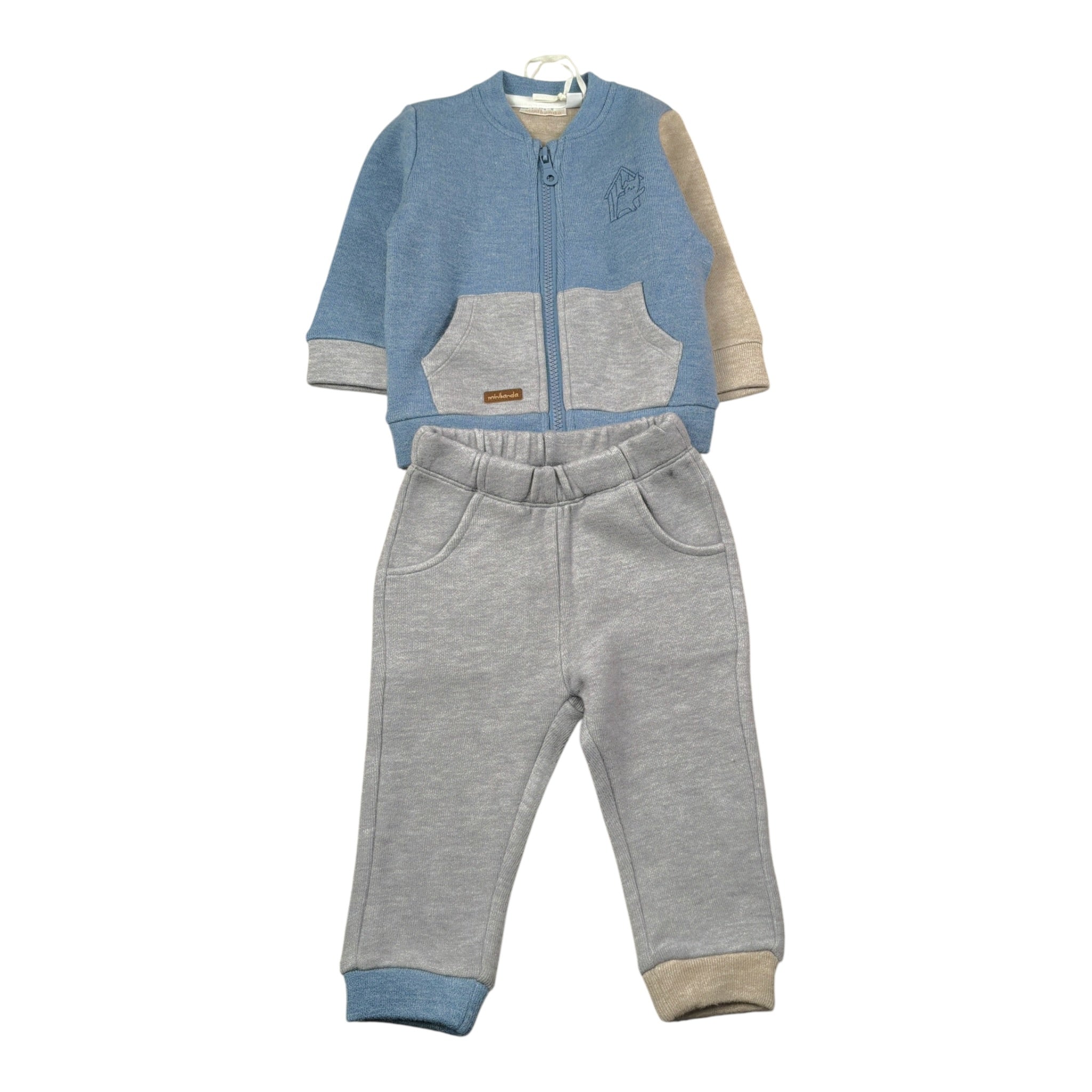 Minibanda Completo 2Pz Felpa-Pantalone Azzurro per Neonato 3F365 AZZURRO MINIBANDA 
