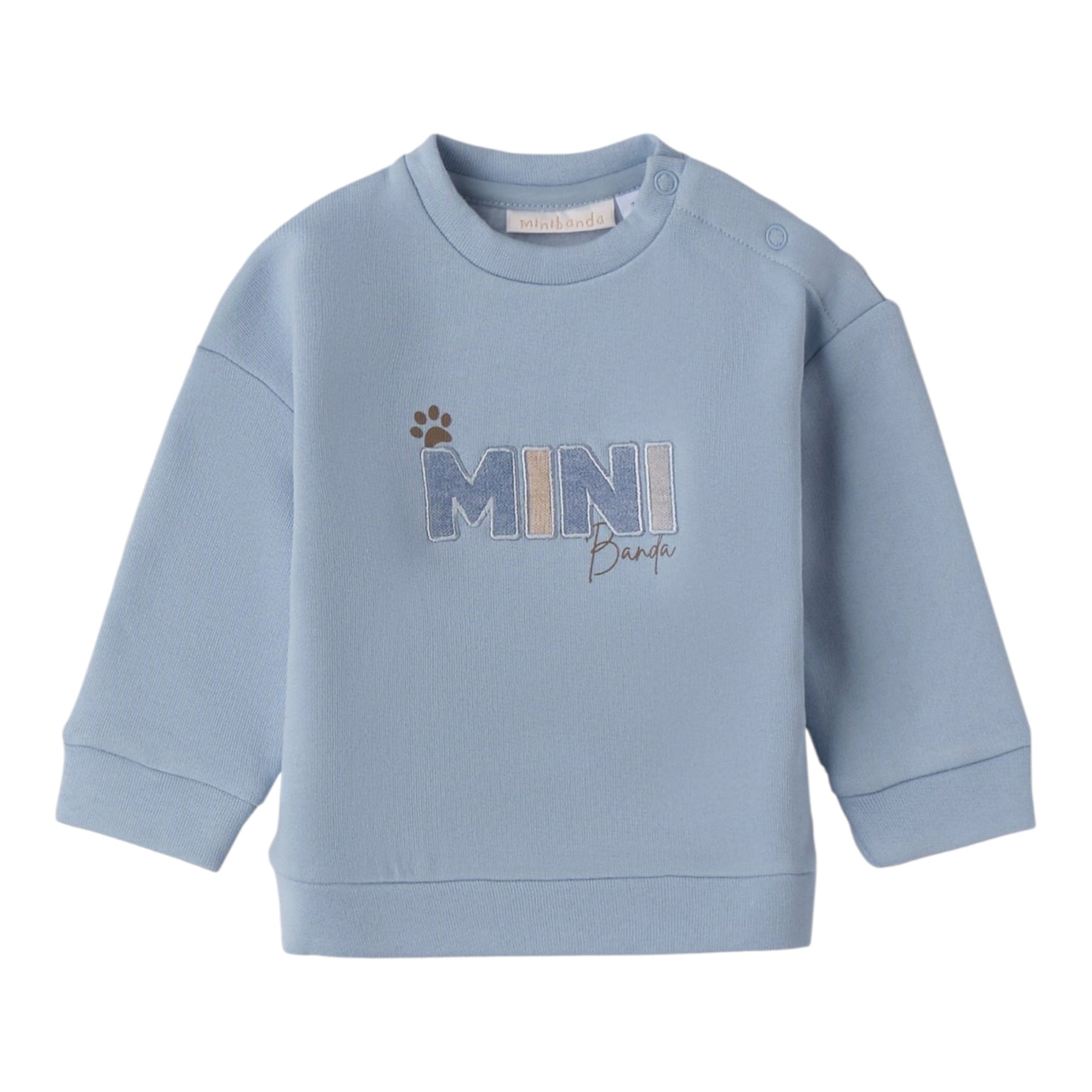 Minibanda Felpa tinta unita con Stampa Azzurro per Neonato 3F613 AZZURRO MINIBANDA 