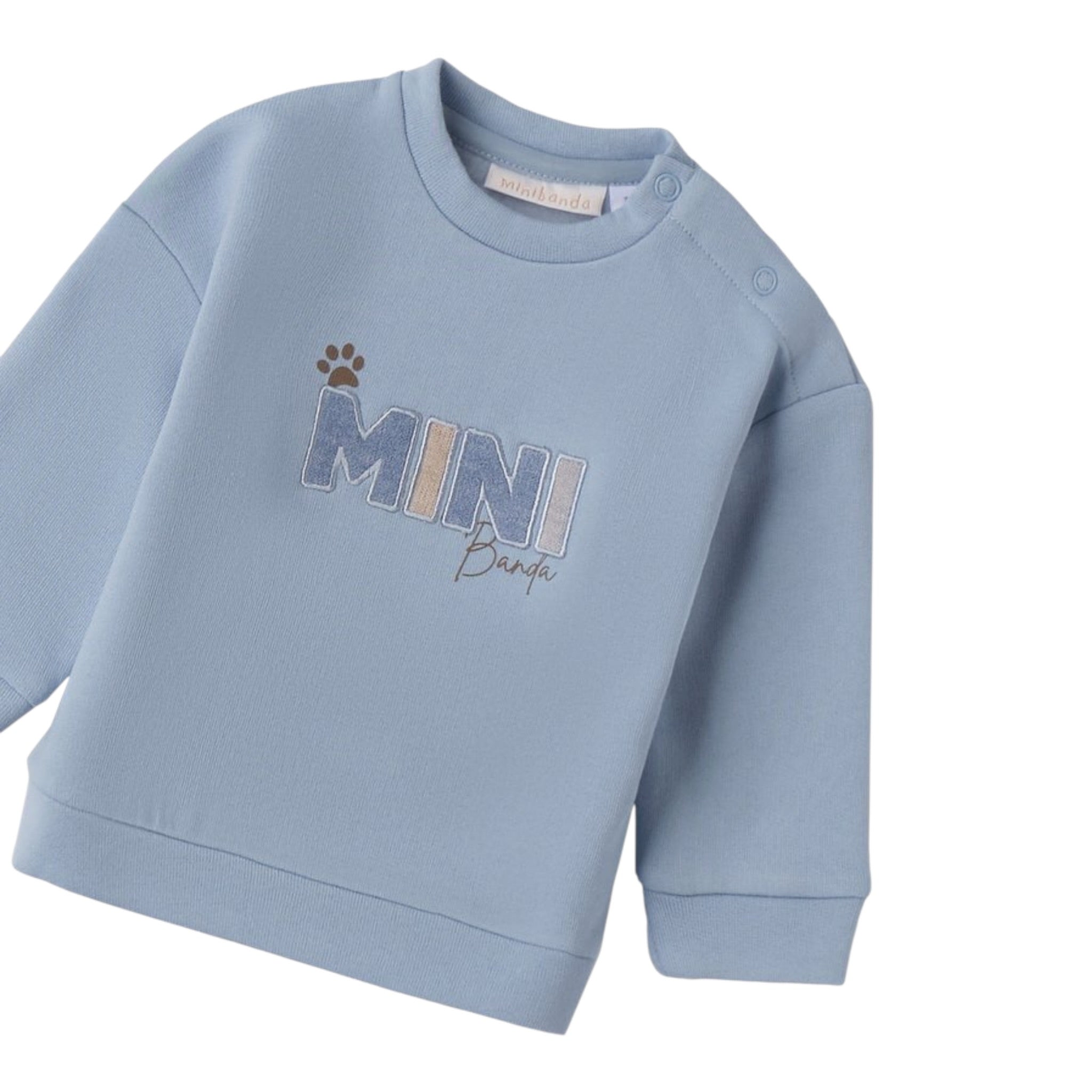 Minibanda Felpa tinta unita con Stampa Azzurro per Neonato 3F613 AZZURRO MINIBANDA 
