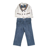 Minu' Completo Cerimonia 4Pz Camicia-Papillon-Gilet-Pantalone Bianco per Neonato M3942L4 BIANCO MINU' 