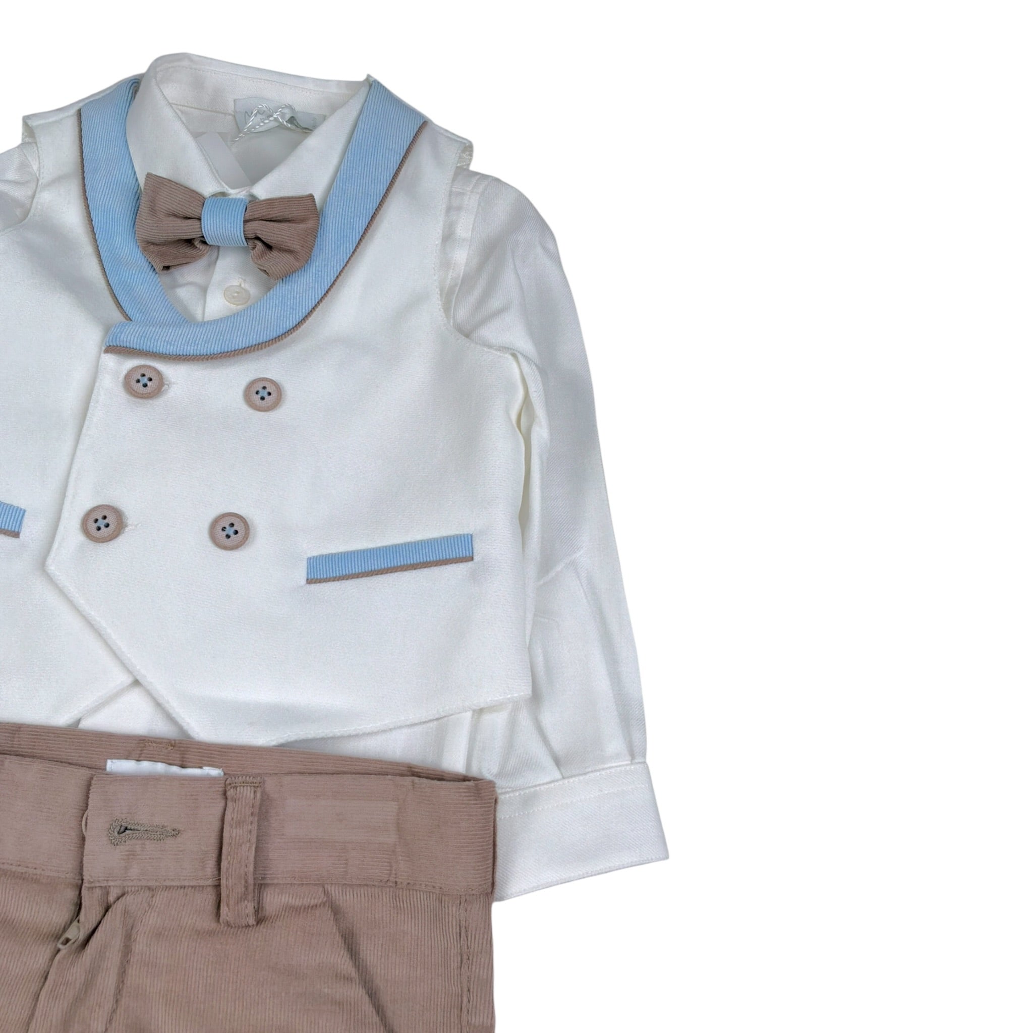 Minu' Completo Cerimonia 4Pz Camicia-Papillon-Gilet-Pantalone Bianco per Neonato M3948L4 BIANCO MINU' 