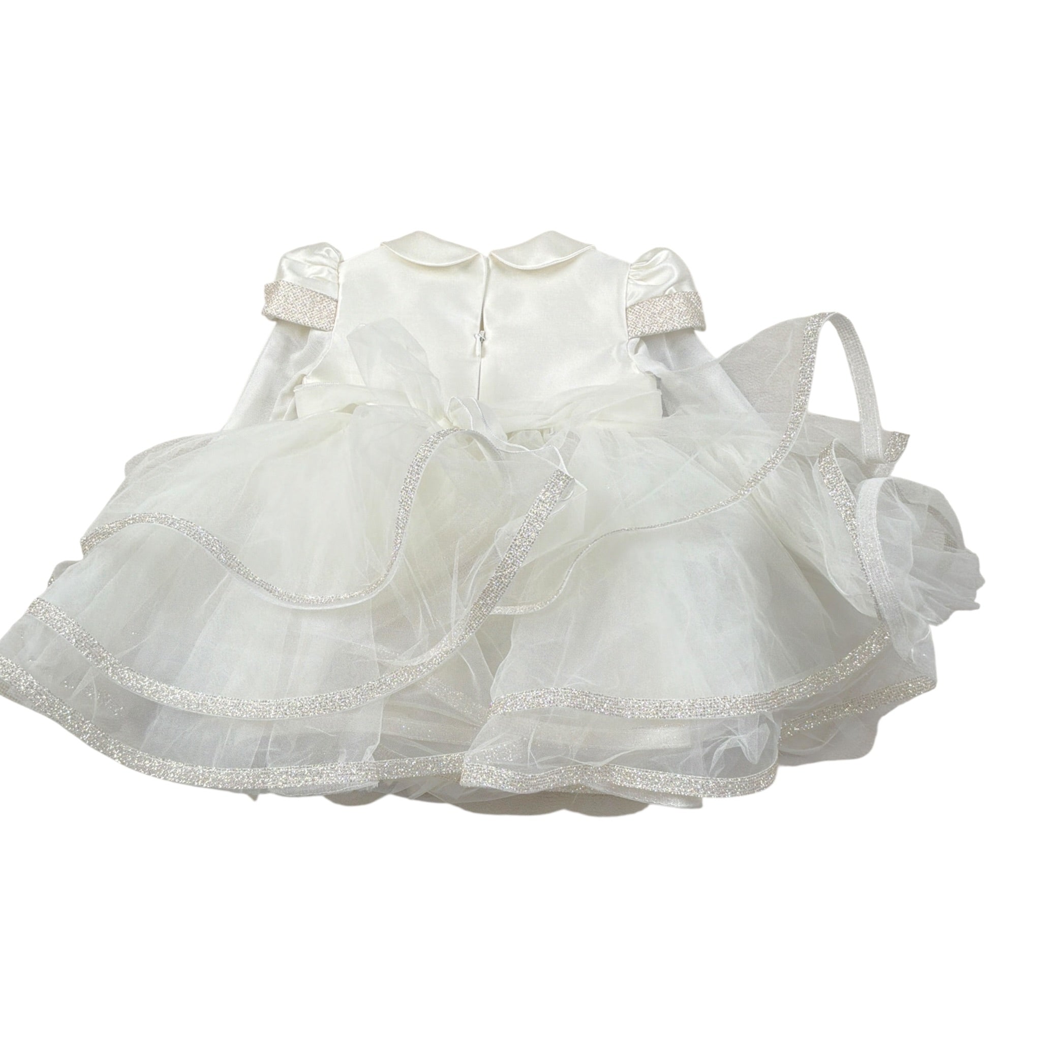 Minu' Abito Cerimonia tinta unita con Tulle Bianco per Neonata N3913 BIANCO MINU' 