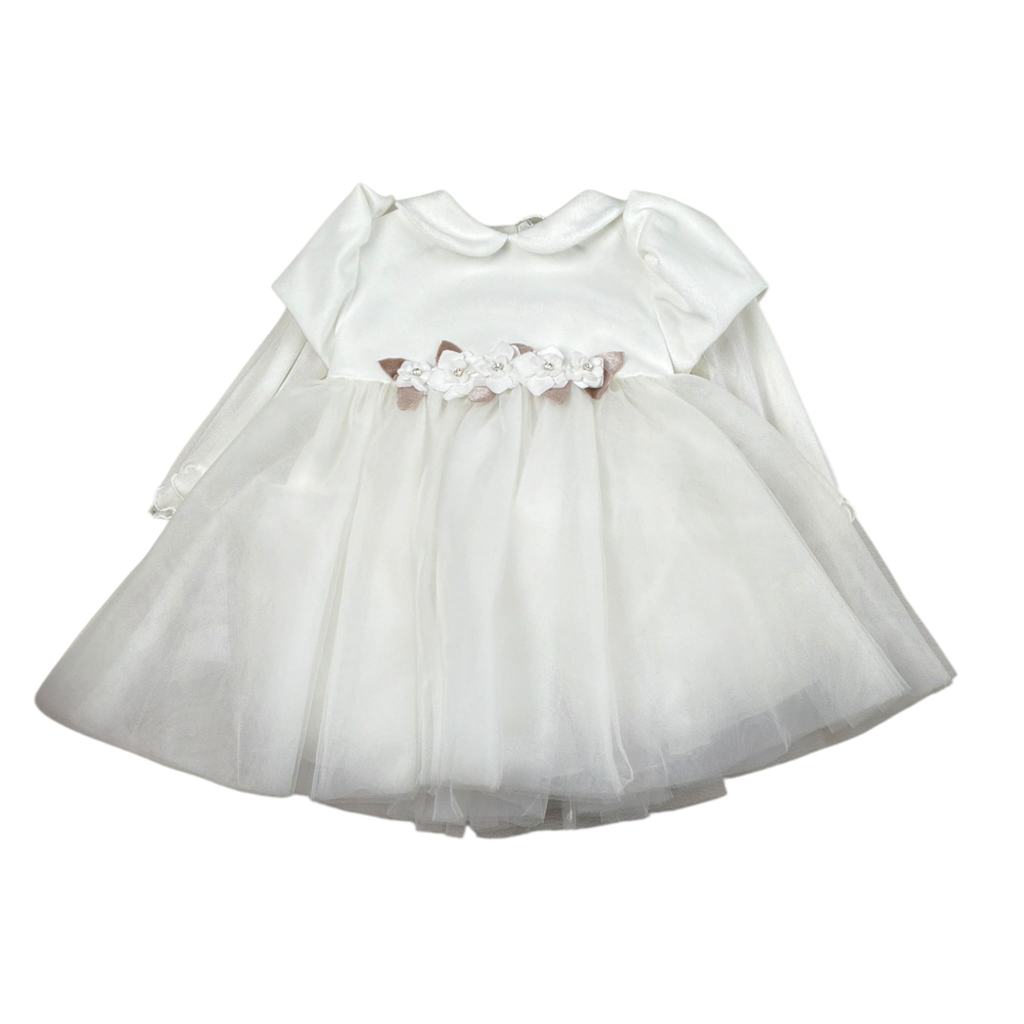 Minu' Abito Cerimonia tinta unita con Applicazioni Bianco per Neonata N3920 BIANCO MINU' 