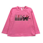 Miss Grant Shirt Girocollo tinta unita con Stampa Rosa per Neonata MG1209 ROSA MISS GRANT 