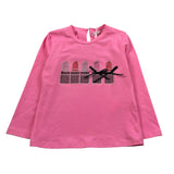 Miss Grant Shirt Girocollo tinta unita con Stampa Rosa per Neonata MG1209 ROSA MISS GRANT 