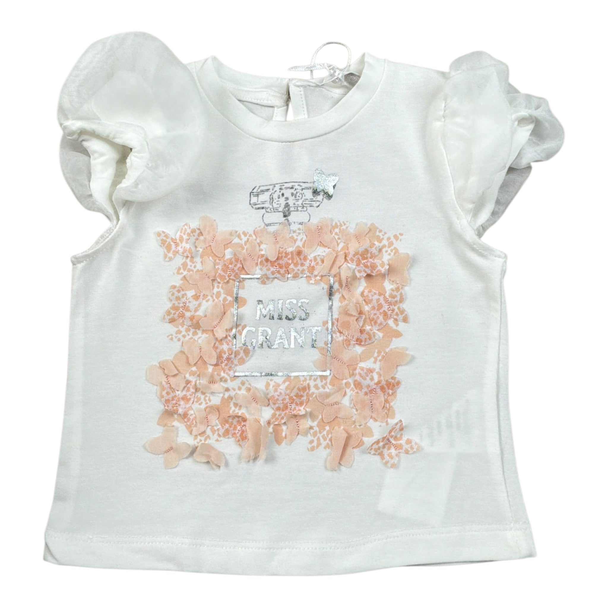 Miss Grant T-Shirt tinta unita con Stampa Bianco per Neonata MG1336 BIANCO MISS GRANT 