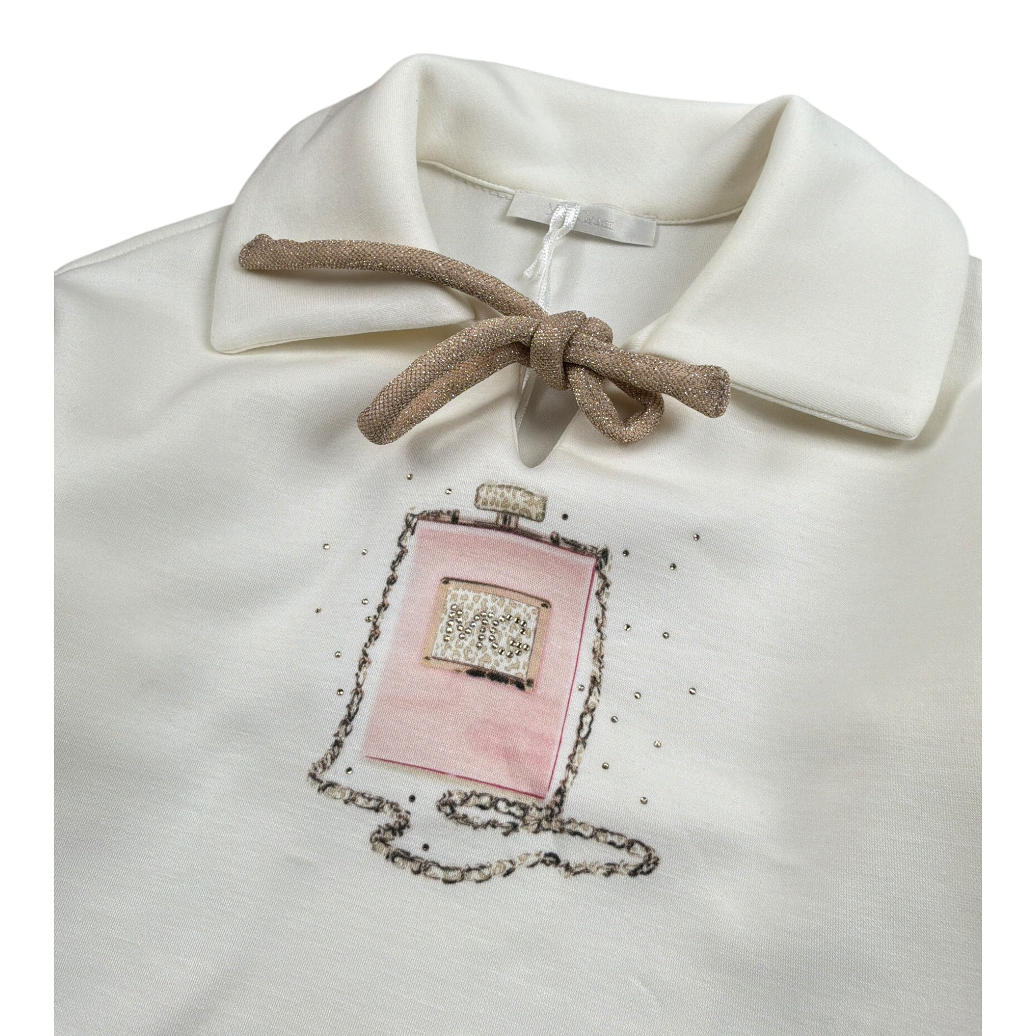 Miss Grant Felpa tinta unita con Colletto E Stampa Panna per Neonata MG1380N PANNA MISS GRANT 