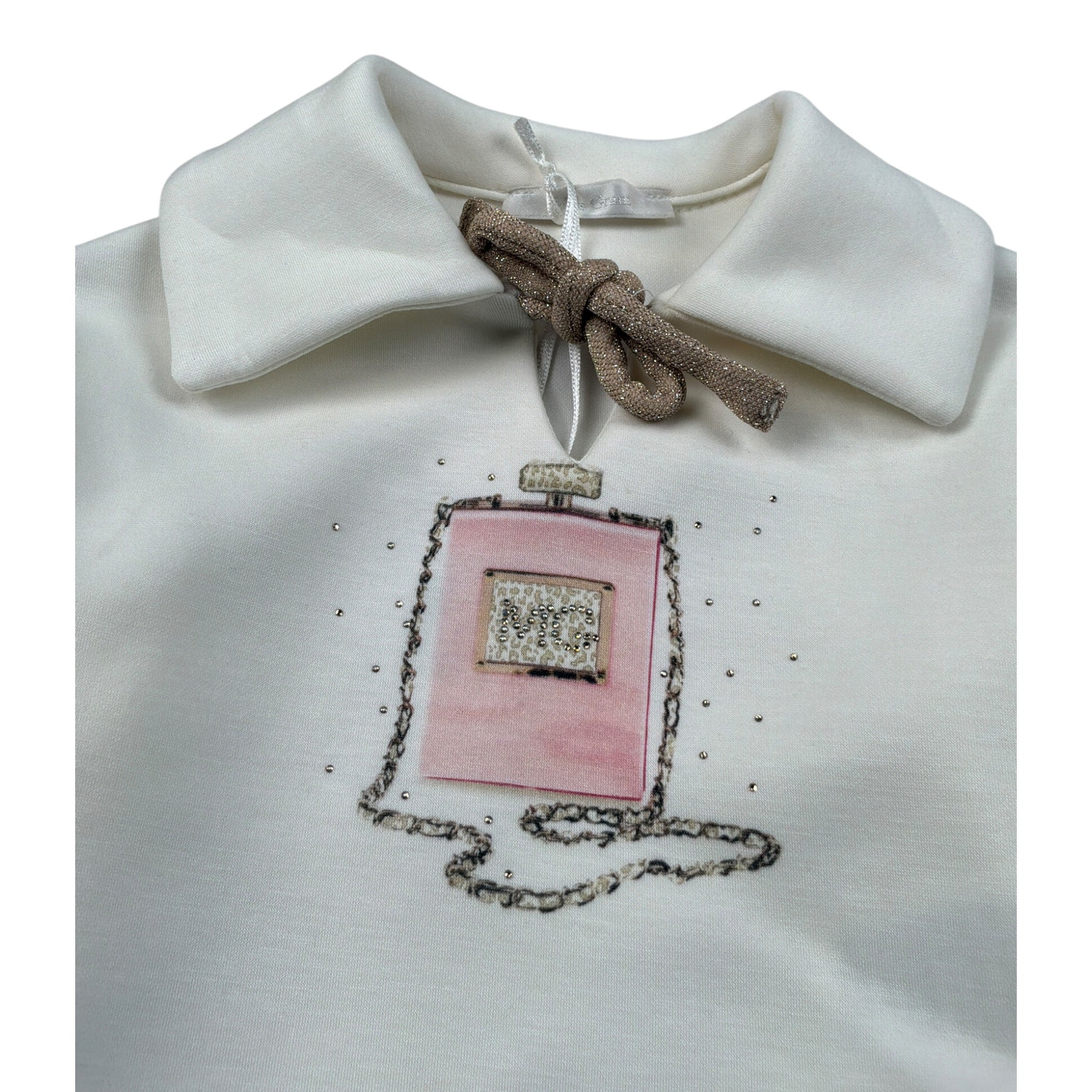 Miss Grant Felpa tinta unita con Colletto E Stampa Panna per Neonata MG1380NX PANNA MISS GRANT 