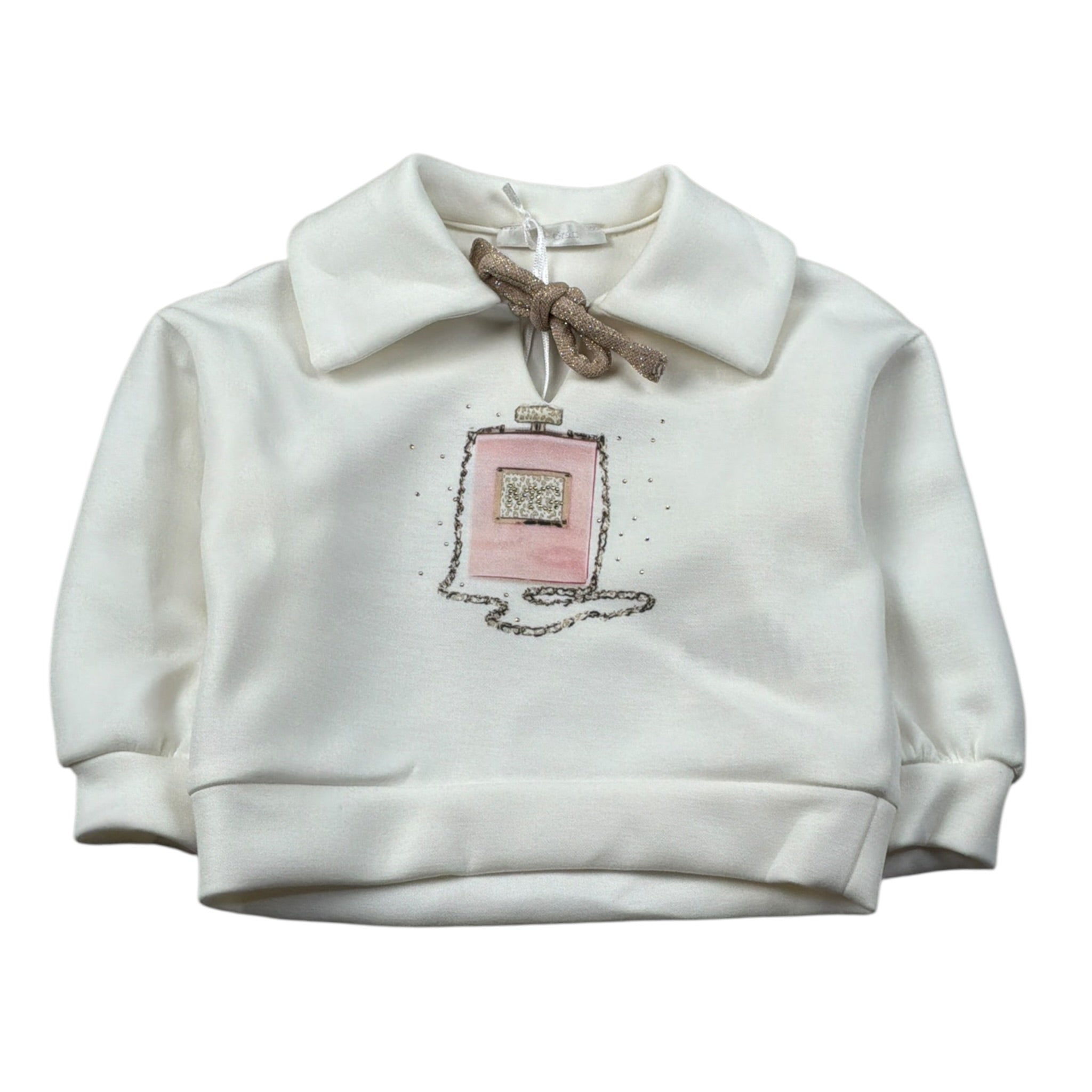 Miss Grant Felpa tinta unita con Colletto E Stampa Panna per Neonata MG1380NX PANNA MISS GRANT 