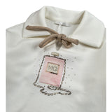 Miss Grant Felpa tinta unita con Colletto E Stampa Panna per Bambina MG1380 PANNA MISS GRANT 