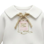 Miss Grant Felpa tinta unita con Colletto E Stampa Panna per Neonata MG1380XN PANNA MISS GRANT 