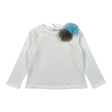 Miss Grant Shirt Girocollo tinta unita con Applicazioni Bianco per Neonata MG1401N BIANCO MISS GRANT 