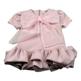 Miss Grant Abito Mezza Manica tinta unita con Fiocco Rosa per Neonata MG1416 ROSA MISS GRANT 
