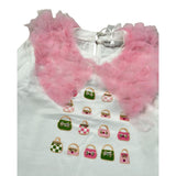 Miss Grant Shirt Girocollo tinta unita con Stampa Bianco per Neonata MG1467 BIANCO MISS GRANT 