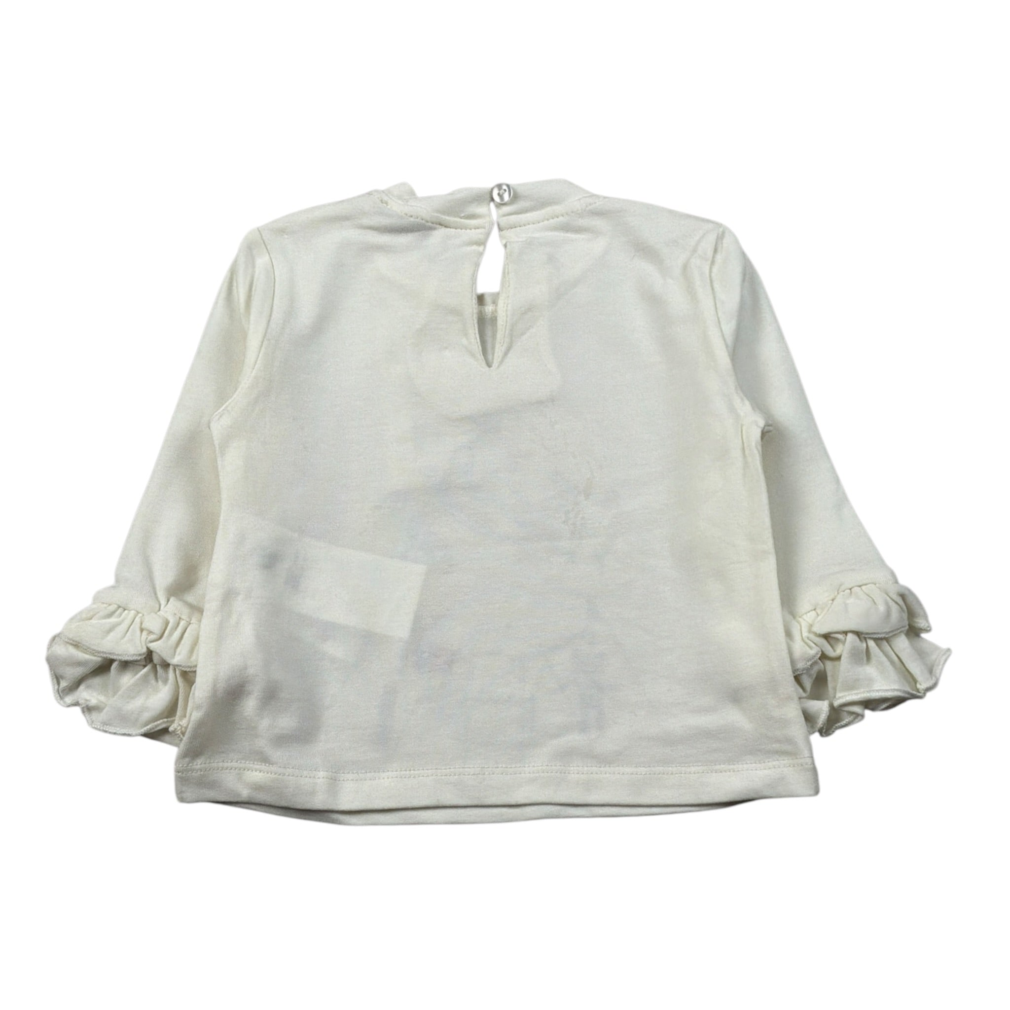 Miss Grant Shirt Girocollo tinta unita con Stampa Panna per Bambina MG1501 PANNA MISS GRANT 