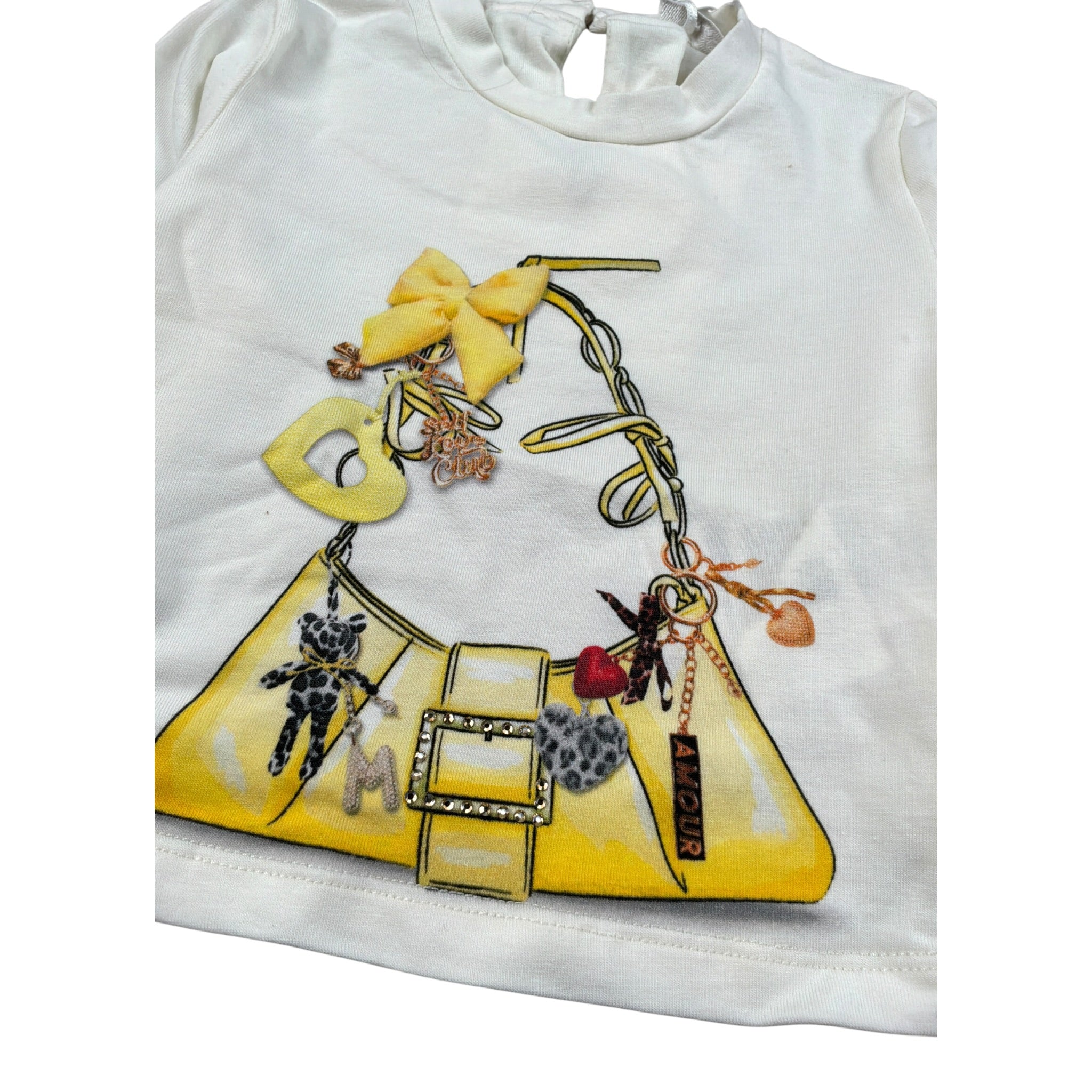 Miss Grant Shirt Girocollo tinta unita con Stampa Panna per Bambina MG1501 PANNA MISS GRANT 