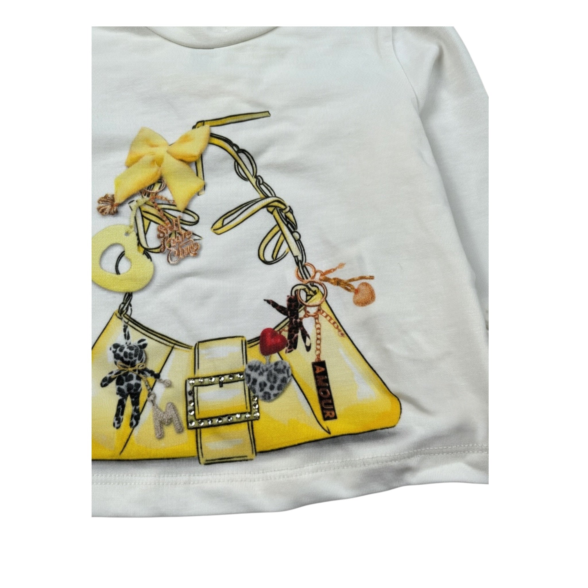 Miss Grant Shirt Girocollo tinta unita con Stampa Bianco per Bambina MG1501X BIANCO MISS GRANT 