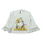Miss Grant Shirt Girocollo tinta unita con Stampa Bianco per Bambina MG1501XX BIANCO MISS GRANT 