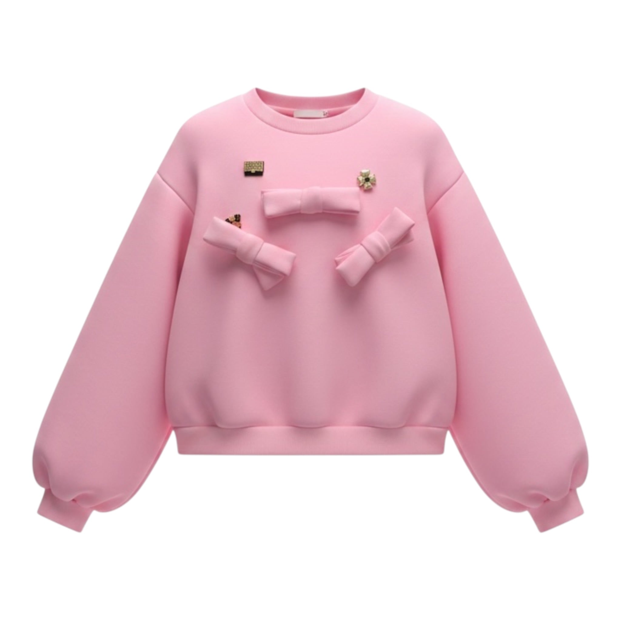 Miss Grant Felpa Girocollo tinta unita con Applicazioni Rosa per Bambina MG1510XJ ROSA MISS GRANT 