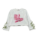 Miss Grant Shirt Girocollo tinta unita con Stampa Bianco per Bambina MG1513J BIANCO MISS GRANT 