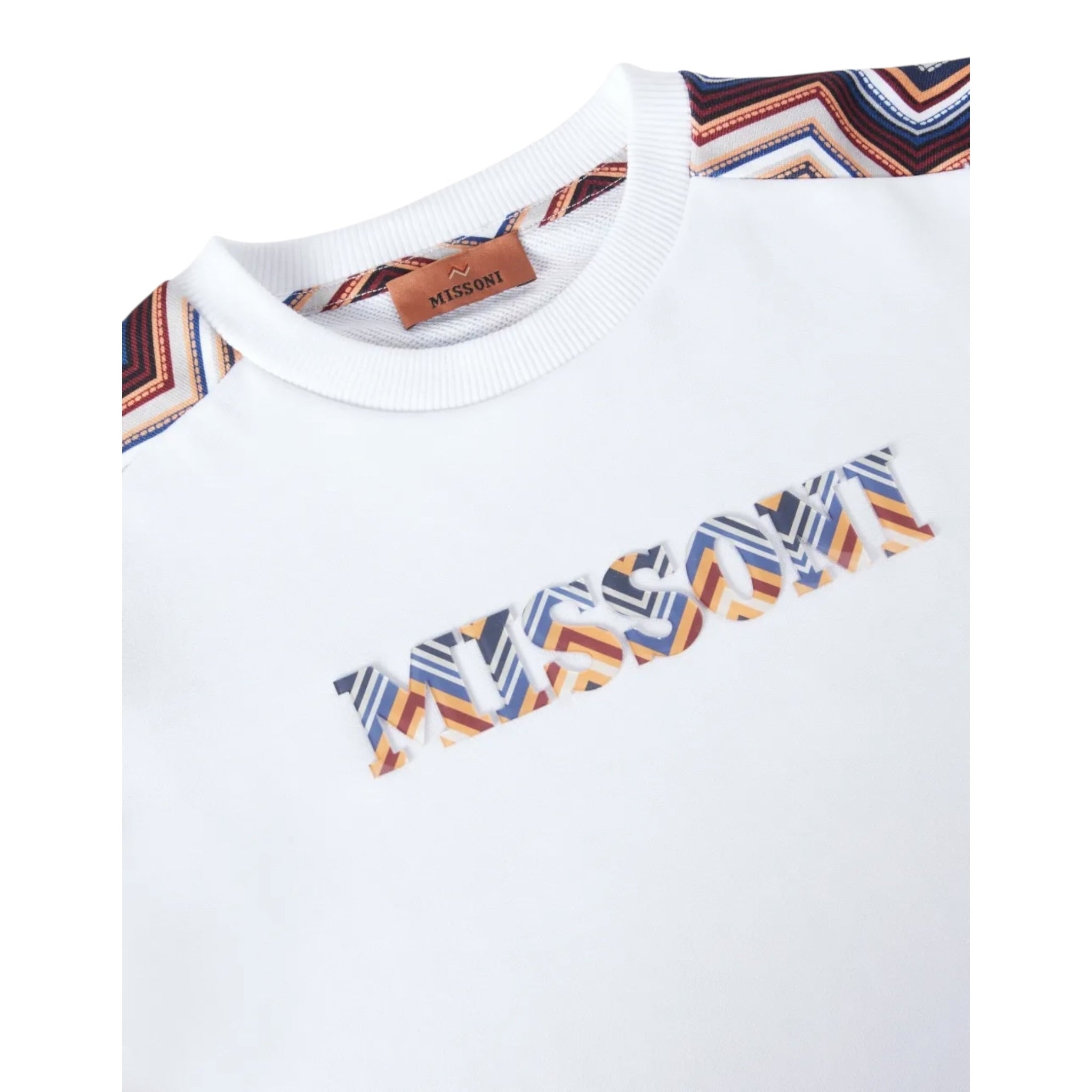 Missoni Felpa Chiusa Girocollo tinta unita con Stampa Bianco per Bambina MV4P40 BIANCO MISSONI 