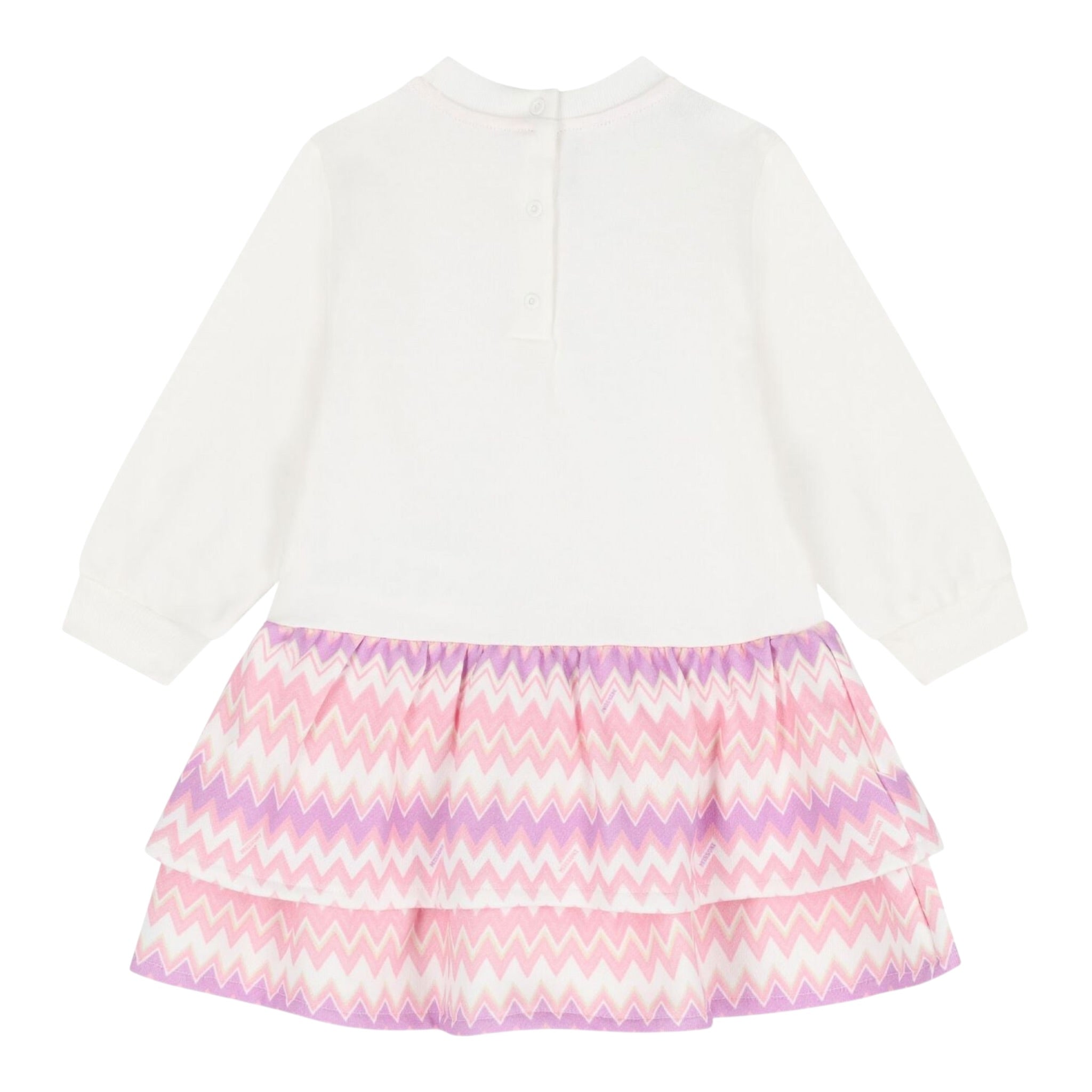 Missoni Abito Bicolore con Fantasia E Logo Bianco per Neonata MX1020 BIANCO MISSONI 
