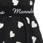 Monnalisa Abito Giromanica tinta unita con Fantasia Cuori Nero per Bambina 114928 NERO MONNALISA 