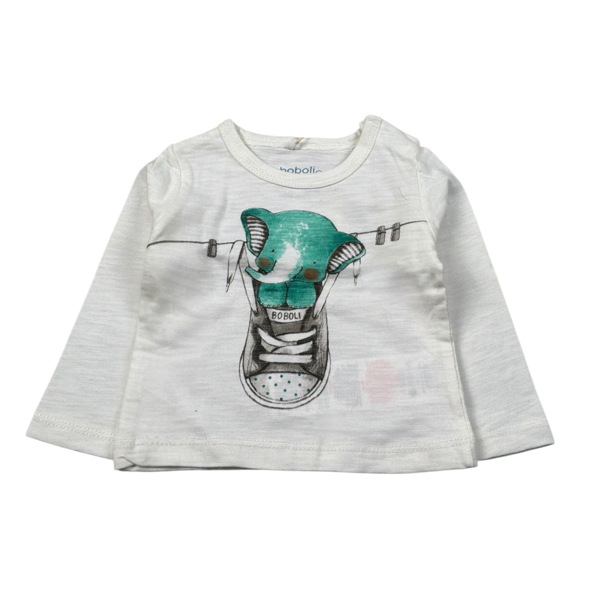 Boboli Shirt Girocollo tinta unita con Stampa Bianco per Neonato 118066 BIANCO BOBOLI 