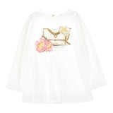 Monnalisa Shirt tinta unita con Stampa Bianco per Bambina 11B609 BIANCO MONNALISA 