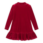 Monnalisa Abiti Manica Lunga tinta unita In Velluto Rosso per Bambina 11B909 ROSSO MONNALISA 