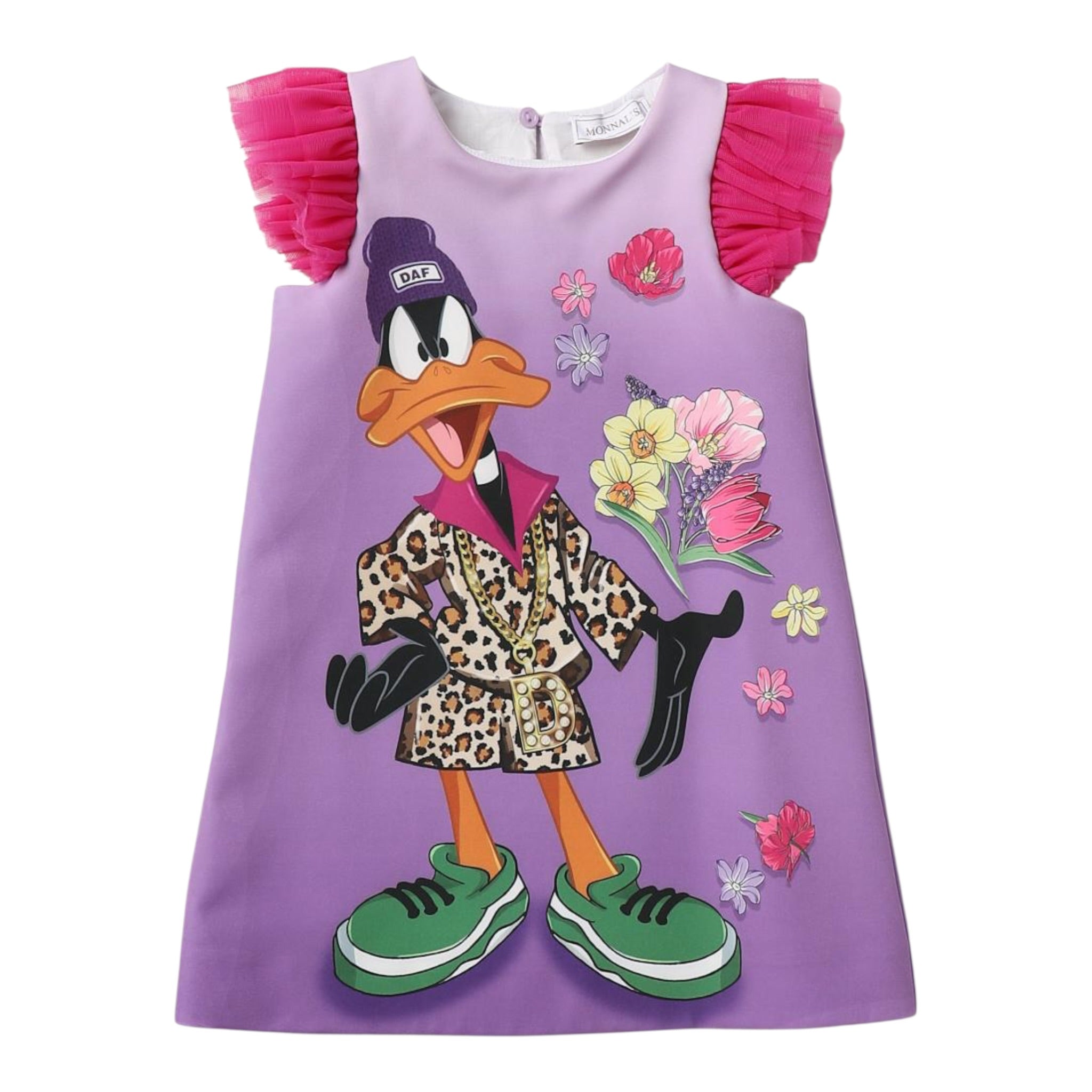 Monnalisa Abito Giromanica tinta unita con Stampa Viola per Bambina 11B915 VIOLA MONNALISA 