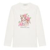 Monnalisa Shirt tinta unita con Stampa Bianco per Bambina 11F627 BIANCO MONNALISA 