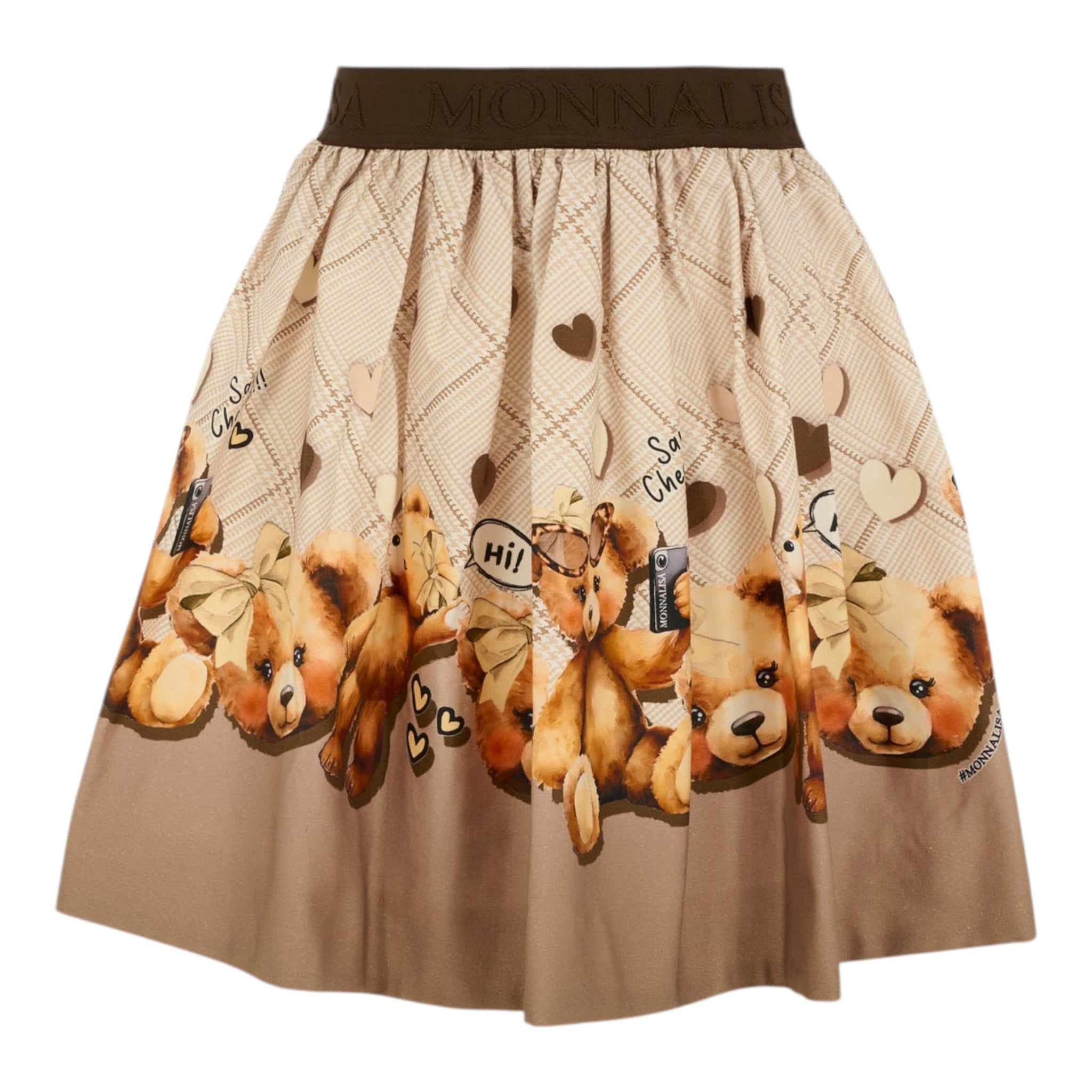 Monnalisa Gonna tinta unita con Stampa Beige per Bambina 11F705 BEIGE MONNALISA 