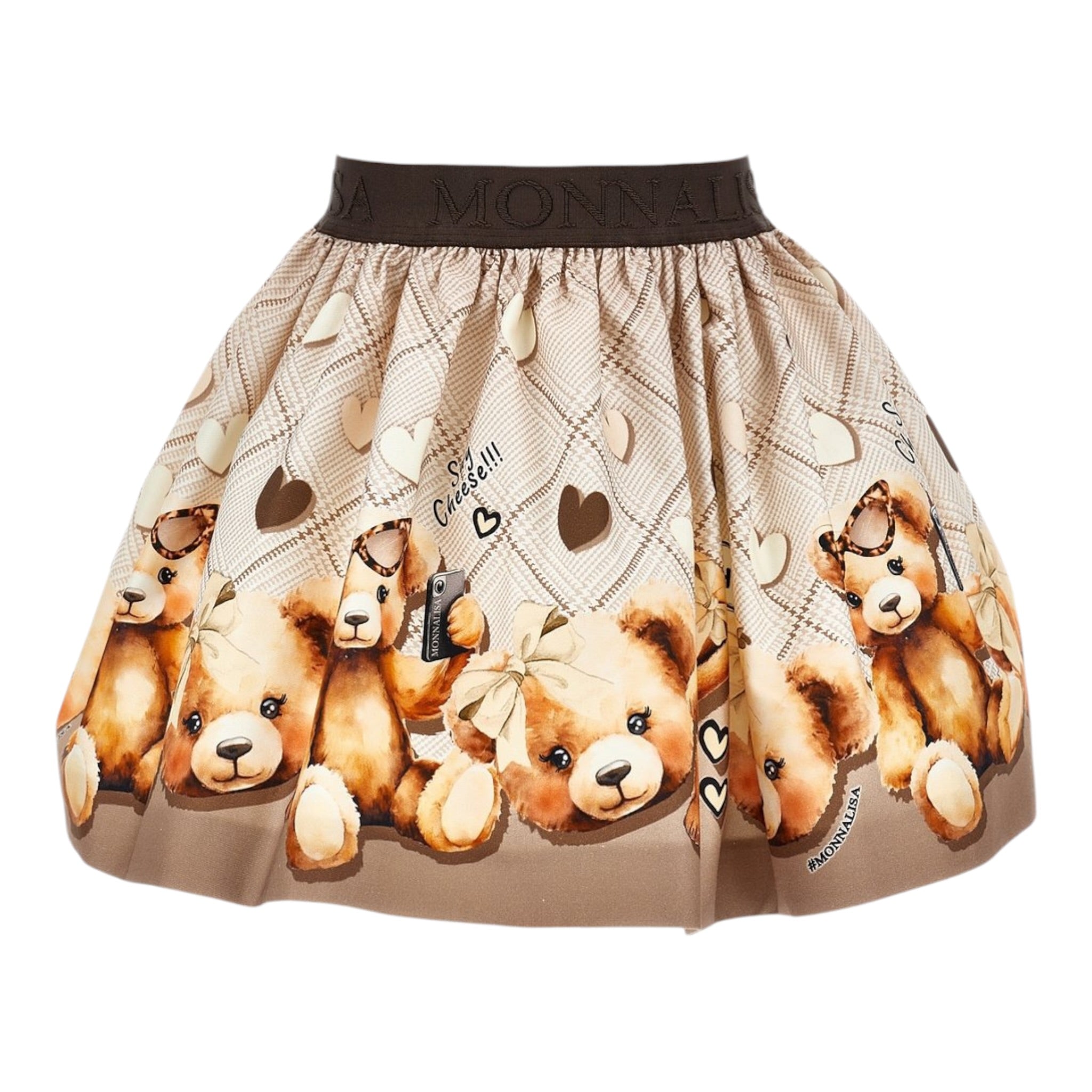 Monnalisa Gonna tinta unita con Stampa Beige per Bambina 11F705X BEIGE MONNALISA 