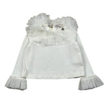 Monnalisa Shirt tinta unita con Tulle Panna per Bambina 170605J PANNA MONNALISA 