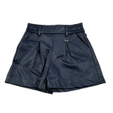 Monnalisa Short tinta unita In Ecopelle Blu per Bambina 17B403 BLU MONNALISA 