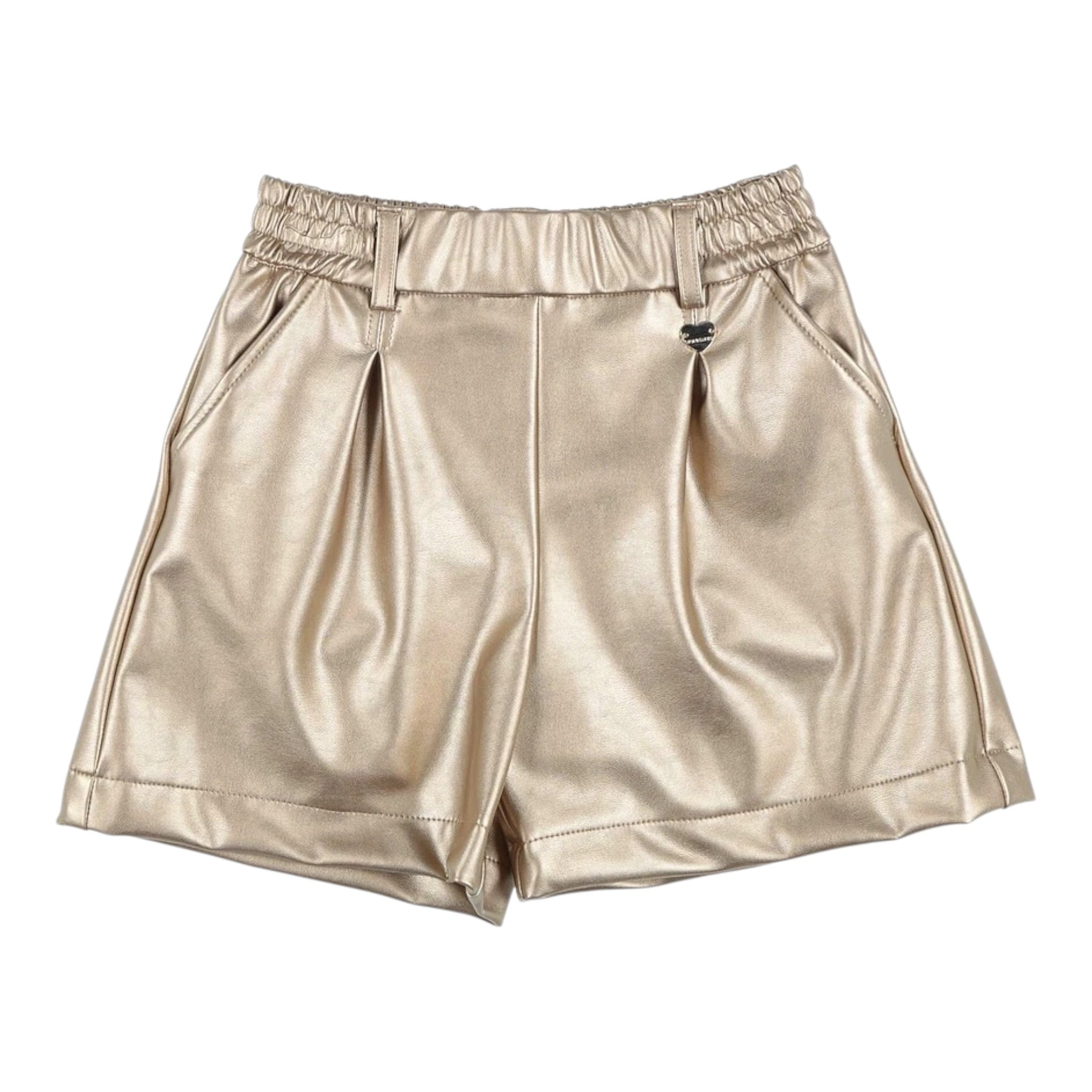Monnalisa Short tinta unita In Ecopelle Oro per Bambina 17B403 ORO MONNALISA 