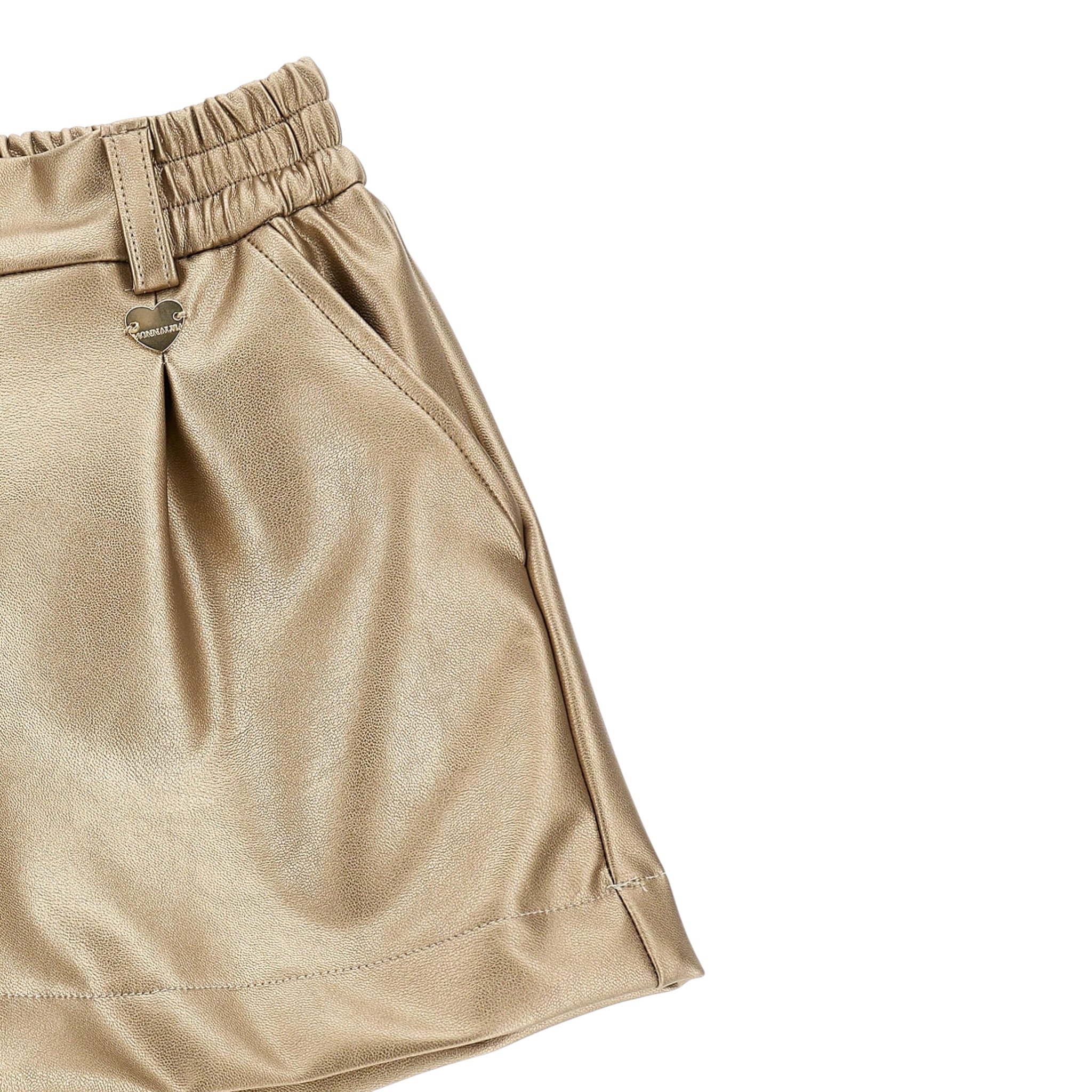 Monnalisa Short tinta unita In Ecopelle Oro per Bambina 17B403 ORO MONNALISA 