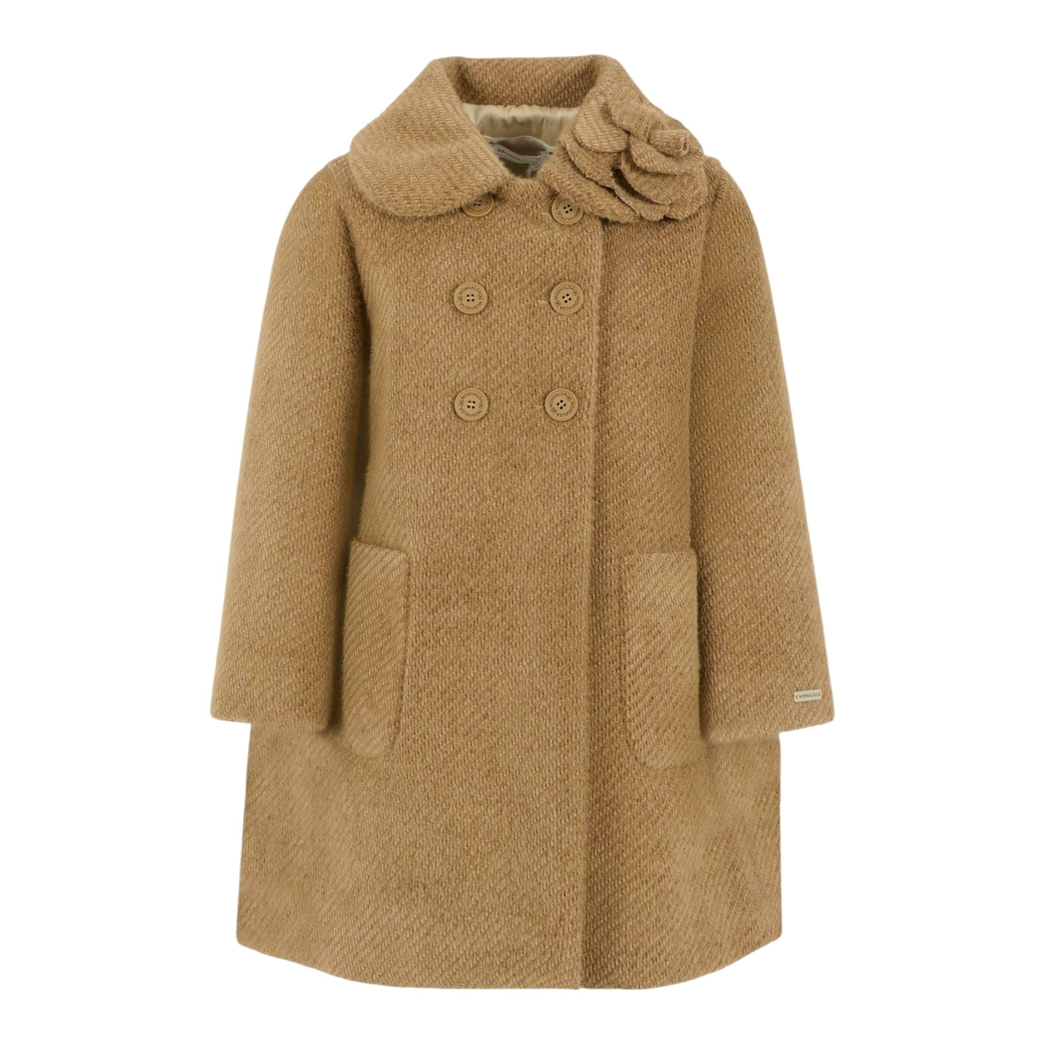 Monnalisa Cappotto tinta unita Doppiopetto Cammello per Bambina 17F109X CAMMELLO MONNALISA 