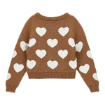 Monnalisa Maglia Girocollo tinta unita con Cuori Marrone per Bambina 17F603 MARRONE MONNALISA 