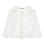 Monnalisa Camicia Manica Lunga tinta unita Panna per Bambina 17FPAT PANNA MONNALISA 