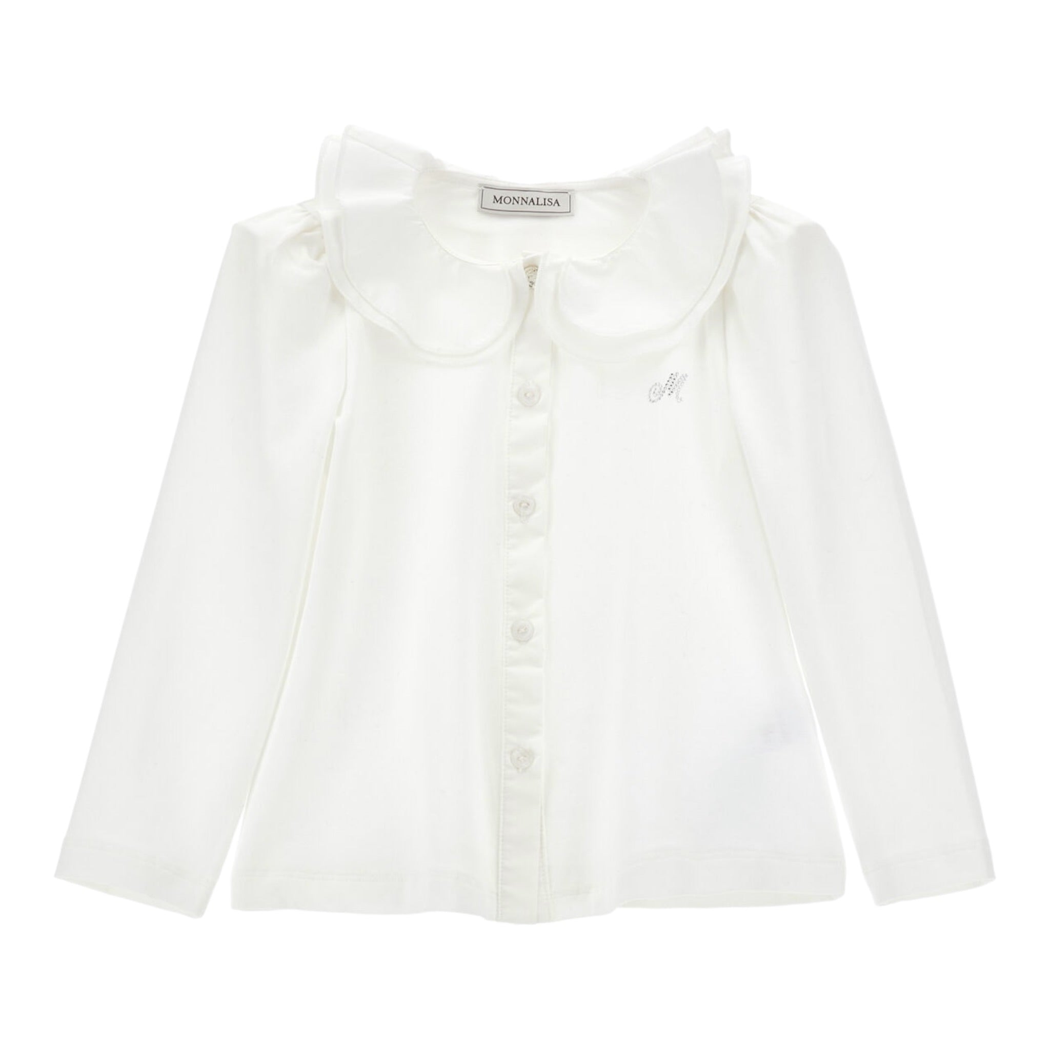 Monnalisa Camicia Manica Lunga tinta unita Panna per Bambina 17FPAT PANNA MONNALISA 