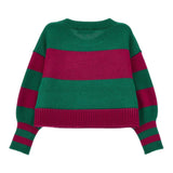 Monnalisa Maglia Bicolore con Fantasia A Righe Verde per Bambina 19B630 VERDE MONNALISA 