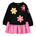 Monnalisa Abito Manica Lunga tinta unita con Gonna In Constrasto Nero/Rosa per Bambina 19D918 NERO/ROSA MONNALISA 