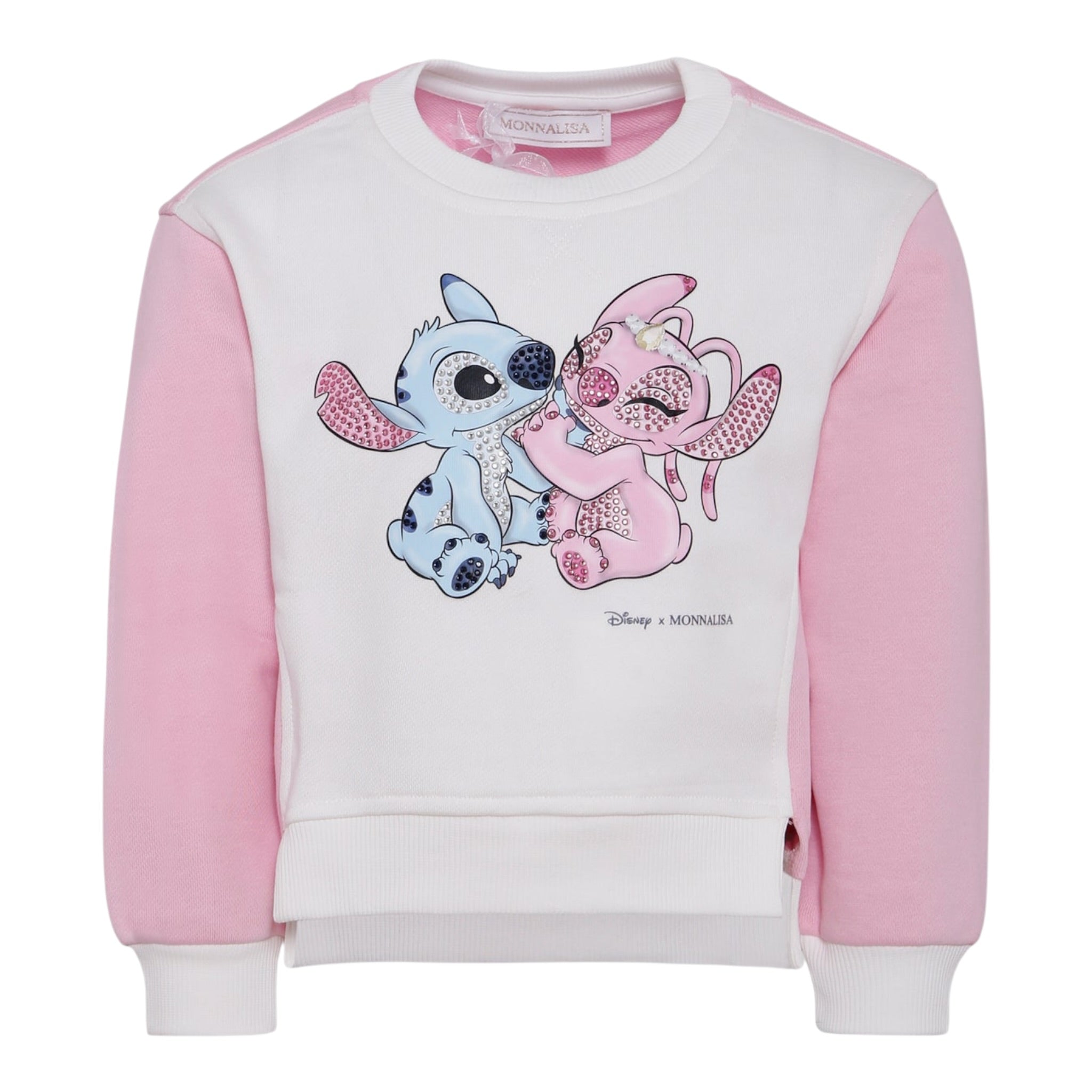 Monnalisa Felpa Bicolore con Stampa Bianco/Rosa per Bambina 19F606XX BIANCO/ROSA MONNALISA 