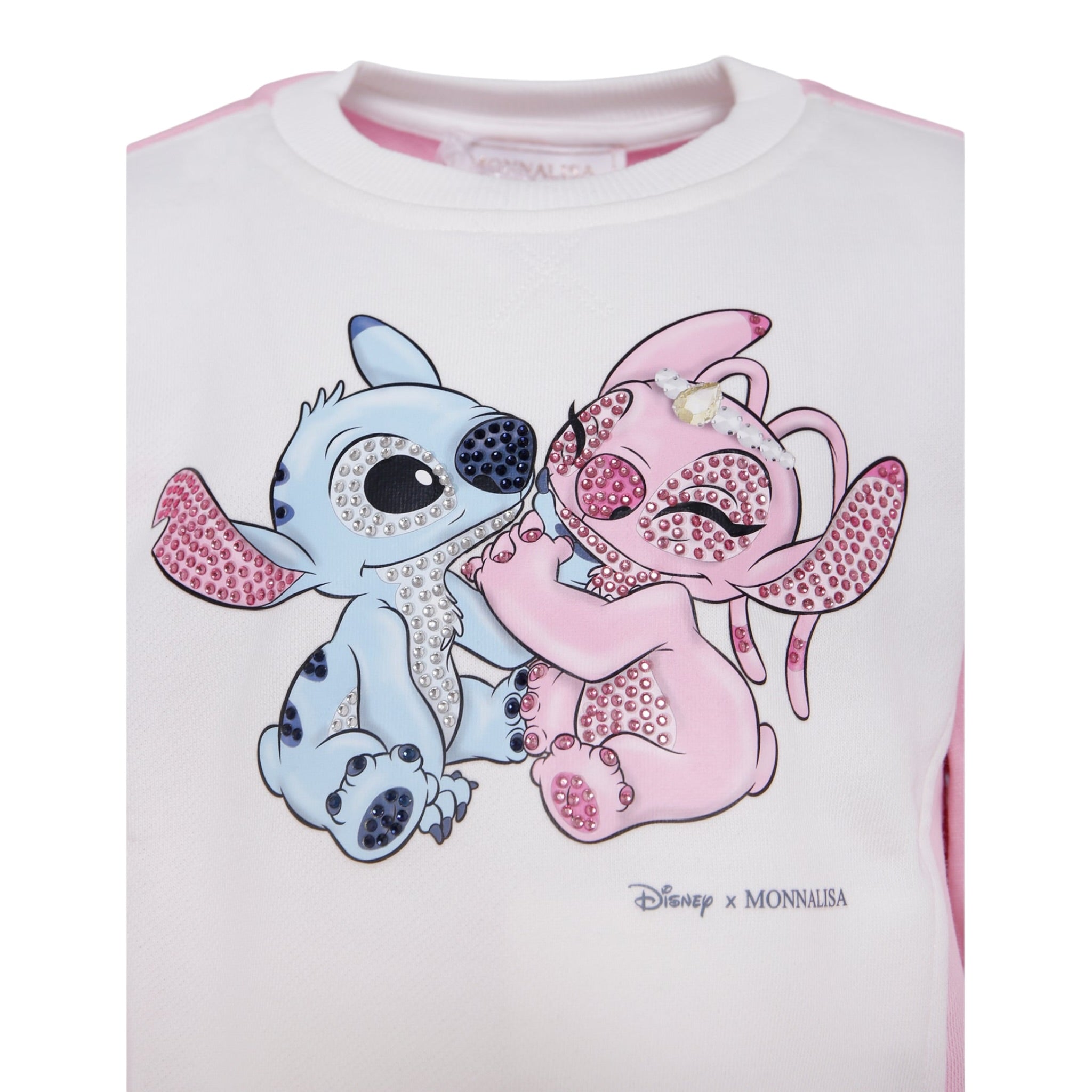 Monnalisa Felpa Bicolore con Stampa Bianco/Rosa per Bambina 19F606XX BIANCO/ROSA MONNALISA 