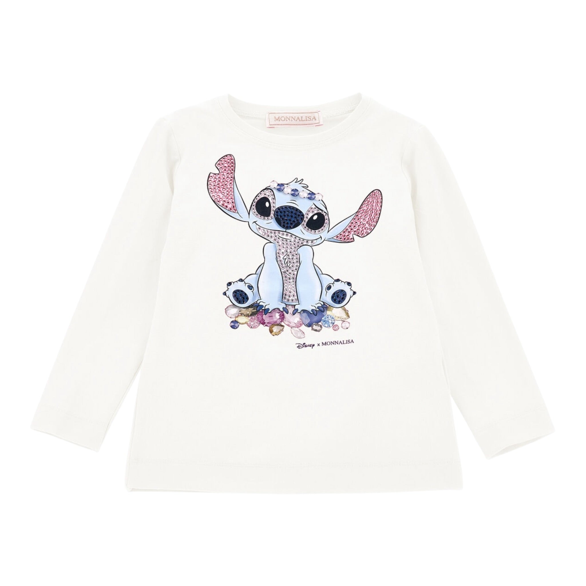 Monnalisa Shirt Girocollo Tinta Unta con Stampa Bianco per Bambina 19F610 BIANCO MONNALISA 